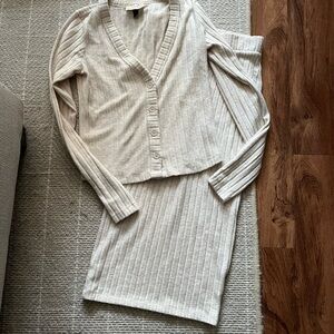 Cream ribbed matching set XS/S